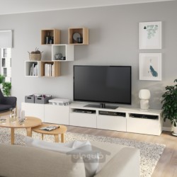 ترکیب کابینت برای تلویزیون ایکیا مدل IKEA BESTÅ / EKET رنگ سفید/اثر بلوط رنگ آمیزی شده سفید