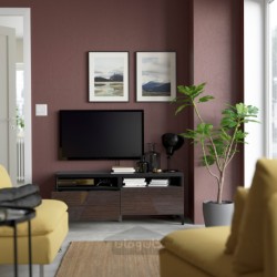 میز تلویزیون با کشو ایکیا مدل IKEA BESTÅ رنگ مشکی-قهوه ای/سلسویکن/براق نانارپ/قهوه ای