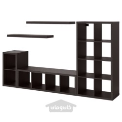 ترکیب ذخیره سازی با 2 قفسه ایکیا مدل IKEA KALLAX / LACK رنگ سیاه قهوه ای