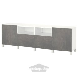 میز تلویزیون با درب و کشو ایکیا مدل IKEA BESTÅ رنگ سفید/کالویکن/خاکستری استابارپ