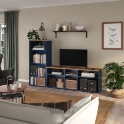 ترکیب ذخیره سازی تلویزیون ایکیا مدل IKEA SKRUVBY رنگ مشکی-آبی