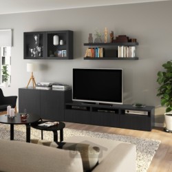 ترکیب ذخیره سازی تلویزیون ایکیا مدل IKEA BESTÅ / LACK رنگ سیاه قهوه ای