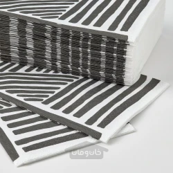 دستمال کاغذی طرح دار سفید/مشکی ایکیا 38×38 سانتی متر مدل IKEA NÄBBFISK