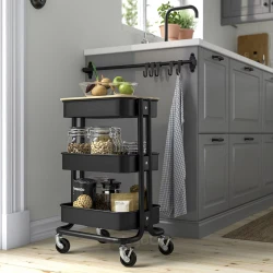 ترولی مشکی با درب ایکیا 28x38x61 سانتی مترIKEA RÅSKOG / NORRÅVA