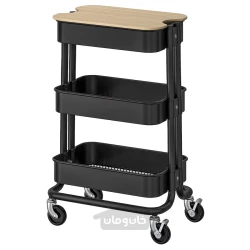 ترولی مشکی با درب ایکیا 28x38x61 سانتی مترIKEA RÅSKOG / NORRÅVA