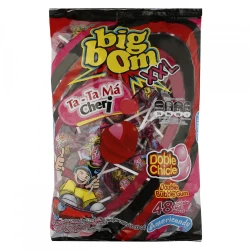 آبنبات چوبی بیگ بوم آمریکندی با طعم گیلاس 48 عددی Americandy big bom