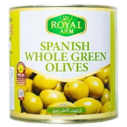 زیتون سبز کامل اسپانیایی رویال آرم 2600 گرم ROYAL ARM