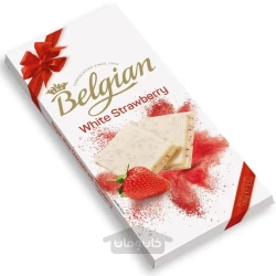 شکلات تخته ای سفید با طعم توت فرنگی بلژیکی 100 گرم Belgian