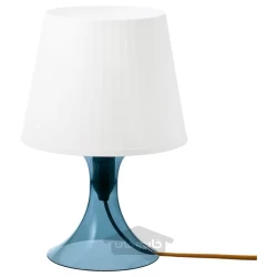 چراغ رو میزی آبی تیره سفید 29 سانتی متری ایکیا مدل IKEA LAMPAN