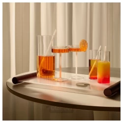 لیوان آبمیوه شیشه شفاف/سفید 15 سانتی لیتری ایکیا مدل IKEA VARMBLIXT