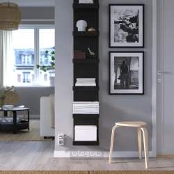 قفسه دیواری مشکی-قهوه ای 30x190 سانتی متری ایکیا مدل IKEA LACK