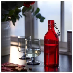 بطری با درپوش شیشه ای قرمز 0.5 لیتر ایکیا مدل IKEA VINTERFINT