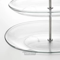 پایه سرو سه طبقه شیشه شفاف/فولاد ضد زنگ ایکیا مدل IKEA KVITTERA