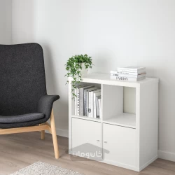 قفسه سفید ایکیا با 2 محفظه درب دار77×77 سانتی متر مدل IKEA KALLAX