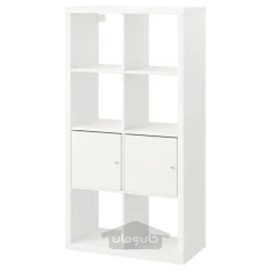 قفسه سفید ایکیا با 2 محفظه درب دار 147x112 سانتی متر مدل IKEA KALLAX
