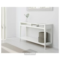 میز کنسول سفید/شیشه ای ایکیا 133x37 سانتی متر مدل IKEA LIATORP