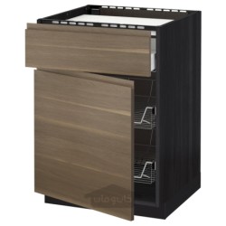 کابینت کف برای اجاق گاز/کشو/2 سبد سیمی ایکیا مدل IKEA METOD / MAXIMERA رنگ جلوه چوب مشکی