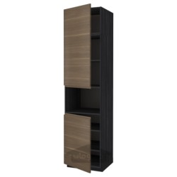 کابینت بلند برای مایکروویو با 2 درب/قفسه ایکیا مدل IKEA METOD رنگ جلوه چوب مشکی