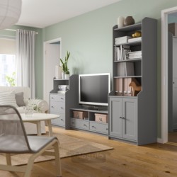 ترکیب تلویزیون / ذخیره سازی ایکیا مدل IKEA HAUGA رنگ خاکستری