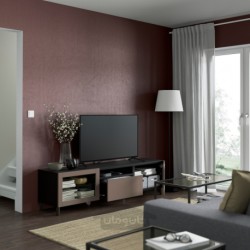 میز تلویزیون ایکیا مدل IKEA BESTÅ رنگ مشکی-قهوه ای سیندویک/لاپویکن/خاکستری مایل به قهوه ای روشن مجارپ