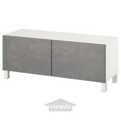 میز تلویزیون با درب ایکیا مدل IKEA BESTÅ رنگ سفید کالویکن/استابارپ/خاکستری تیره