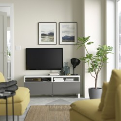 میز تلویزیون با کشو ایکیا مدل IKEA BESTÅ رنگ سفید/وسترویکن/خاکستری تیره استابارپ