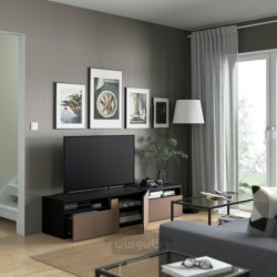 میز تلویزیون با کشو و درب ایکیا مدل IKEA BESTÅ رنگ مشکی-قهوه ای/خاکستری مایل به قهوه ای روشن لاپویکن