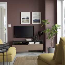 میز تلویزیون با کشو ایکیا مدل IKEA BESTÅ رنگ مشکی-قهوه ای/لاپویکن/خاکستری مایل به قهوه ای روشن استابارپ