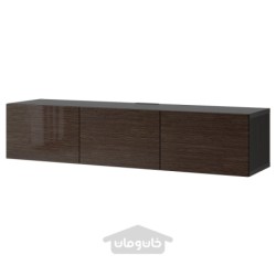 میز تلویزیون با درب ایکیا مدل IKEA BESTÅ رنگ مشکی-قهوه ای/ براق سلسویکن/قهوه ای