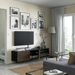 میز تلویزیون با درب ایکیا مدل IKEA BESTÅ رنگ مشکی-قهوه ای/ براق سلسویکن/قهوه ای