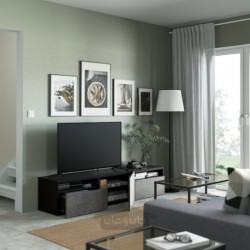 میز تلویزیون با کشو و درب ایکیا مدل IKEA BESTÅ رنگ مشکی-قهوه ای/خاکستری تیره کالویکن