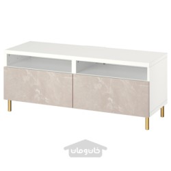 میز تلویزیون با کشو ایکیا مدل IKEA BESTÅ رنگ سفید/برگسویکن/بژ اوسارپ