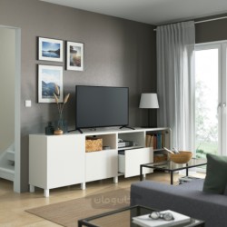 میز تلویزیون با درب و کشو ایکیا مدل IKEA BESTÅ رنگ سفید/لاپویکن/استابارپ