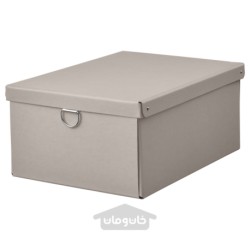 جعبه نگهداری با درب ایکیا مدل IKEA NIMM رنگ خاکستری روشن-بژ
