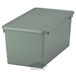 جعبه نگهداری با درب ایکیا مدل IKEA SOCKERBIT رنگ سبز خاکستری
