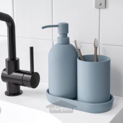 ست سرویس حمام 3 تکه ایکیا مدل IKEA GANSJÖN رنگ خاکستری مایل به آبی روشن