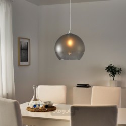 لامپ آویز ایکیا مدل IKEA JAKOBSBYN رنگ شیشه مات / خاکستری