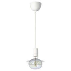 چراغ آویز با لامپ ایکیا مدل IKEA SUNNEBY / MOLNART رنگ رنگارنگ سفید/بیضی شکل