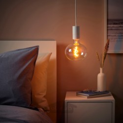 چراغ آویز با لامپ ایکیا مدل IKEA SUNNEBY / MOLNART رنگ رنگارنگ سفید/بیضی شکل