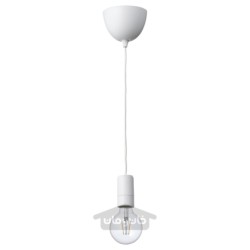 چراغ آویز با لامپ ایکیا مدل IKEA SUNNEBY / LUNNOM رنگ سفید/کره شفاف