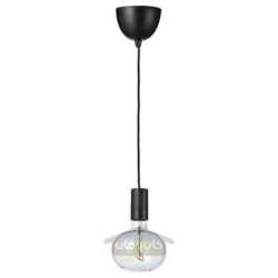 چراغ آویز با لامپ ایکیا مدل IKEA SUNNEBY / MOLNART رنگ رنگارنگ سیاه/بیضی شکل
