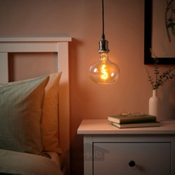 چراغ آویز با لامپ ایکیا مدل IKEA JÄLLBY / MOLNART رنگ رنگارنگ نیکل اندود/بیضی شکل