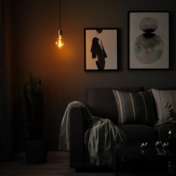 چراغ آویز با لامپ ایکیا مدل IKEA SKAFTET / MOLNART رنگ رنگارنگ نیکل اندود/بیضی شکل