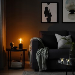 چراغ رومیزی با لامپ ایکیا مدل IKEA MARKFROST / MOLNART رنگ رنگ مرمر سیاه/بیضی شکل
