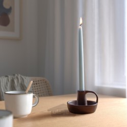 شمع بدون عطر ایکیا مدل IKEA KLOKHET رنگ خاکستری مایل به آبی کم رنگ