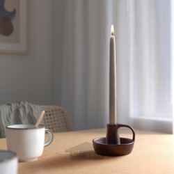 شمع بدون عطر ایکیا مدل IKEA KLOKHET رنگ خاکستری تیره-بژ