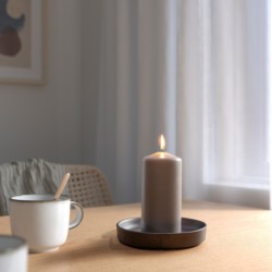 شمع ستونی بدون عطر ایکیا مدل IKEA DAGLIGEN رنگ خاکستری تیره-بژ