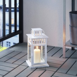 فانوس برای شمع بلوکی ایکیا مدل IKEA BORRBY رنگ درون/سفید فضای باز
