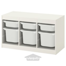 ترکیب ذخیره سازی با جعبه ایکیا مدل IKEA TROFAST رنگ سفید/سفید