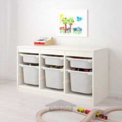 ترکیب ذخیره سازی با جعبه ایکیا مدل IKEA TROFAST رنگ سفید/سفید